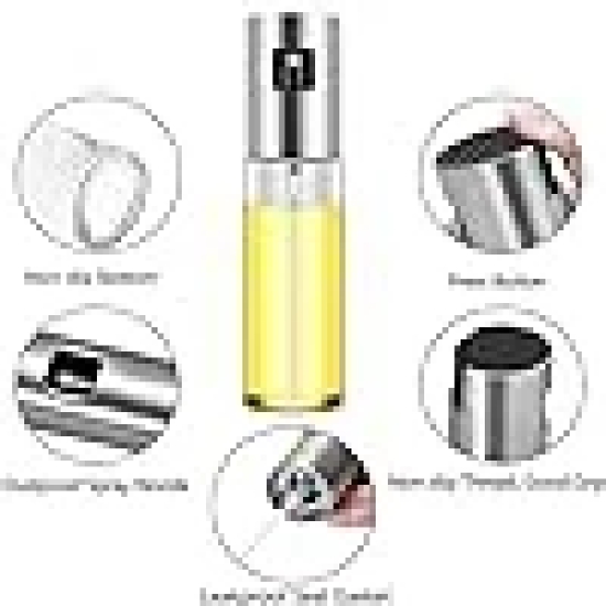 KATHIYAWADI Oil Sprayer for Cooking, 100ml Oil Spray Bottle Versatile Glass for Cooking, Baking, Roasting, Grilling with Silicone Oli Brush and Spatula