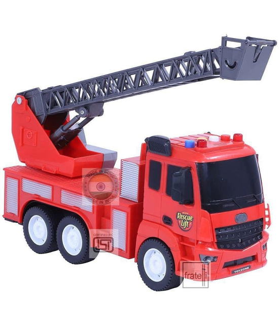 FRATELLI Plastic Pull and Go Friction Powered Car, Red FIRE Engine Big Truck