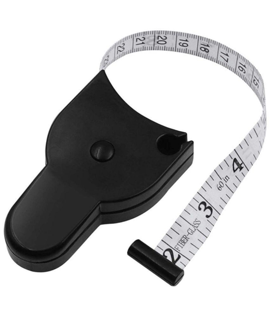 Automatic Telescopic Body Measuring Tape 60 inch(150cm),Lock Pin & Push Button Retract,Self-Tightening Body Measure,Retractable Accurate Waist Measuring Tape (Black)