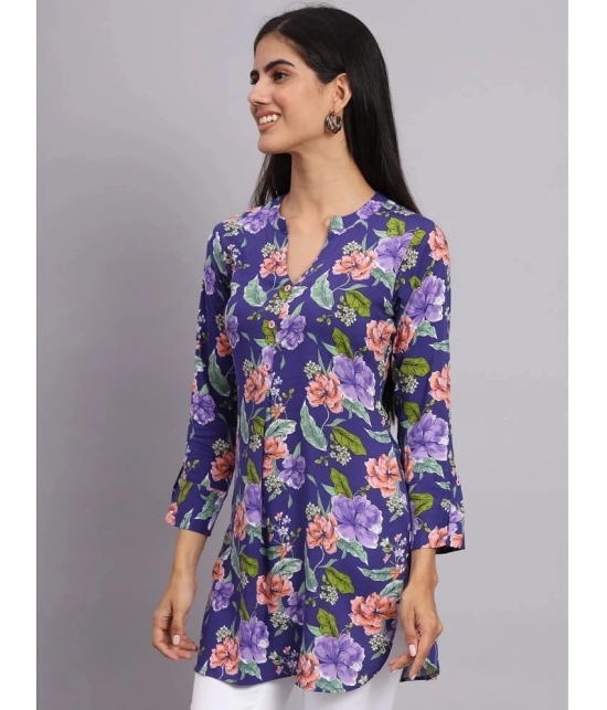 Tissu Rayon Printed Straight Womens Kurti - Purple ( Pack of 1 ) - None