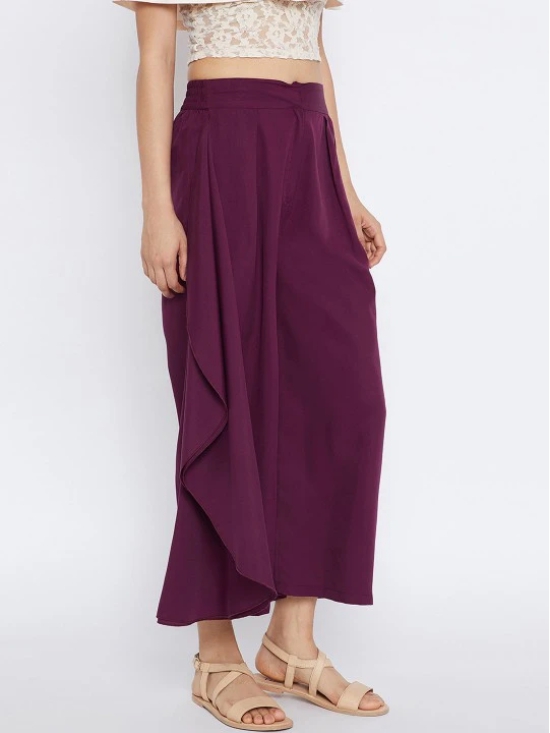 Women Burgundy Relaxed Loose Fit Solid Culottes