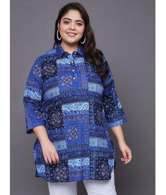 Tissu Cotton Printed Straight Womens Kurti - Blue ( Pack of 1 ) - None