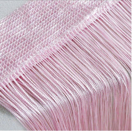 YUTIRITI Set of 2 Door Ring Rod Polyester Curtains Pink - Pink