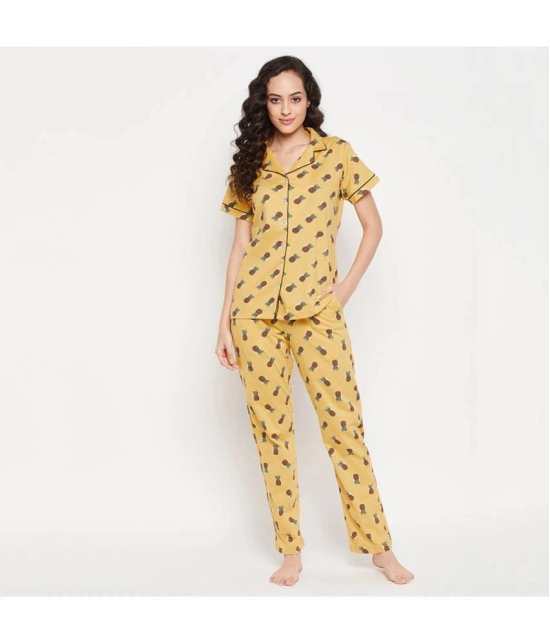 Clovia - Yellow Cotton Blend Womens Nightwear Nightsuit Sets ( Pack of 1 ) - None