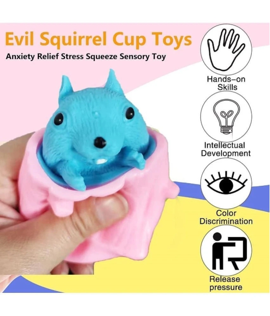 Toys for Kids, Squirrel Squeeze Toy Stress Relieve Flexibility Finger Toy Rubber Stake Fidget Toys Funny Pen Tree Stumps, Anxiety Squeeze Sensory Autism Silicone Decompression Toy Pack of 1 