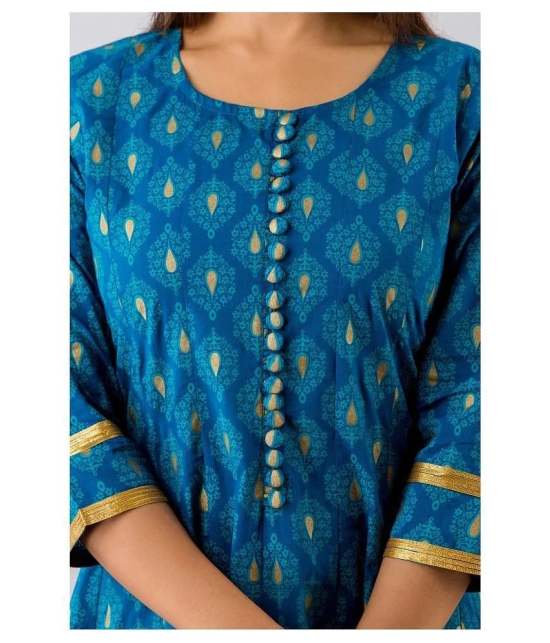 SVARCHI - Blue Cotton Womens Anarkali Kurti ( Pack of 1 ) - M