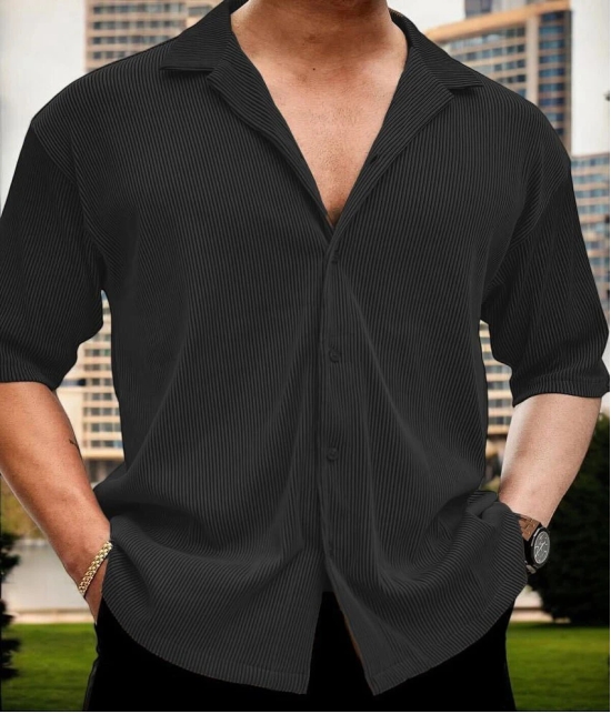 clafoutis Polyester Regular Fit Solids Half Sleeves Mens Casual Shirt - Black ( Pack of 1 ) - None