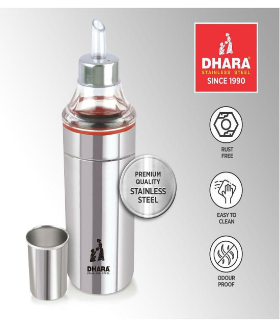 Dhara Stainless Steel Steel Silver Oil Container ( Set of 1 ) - Silver