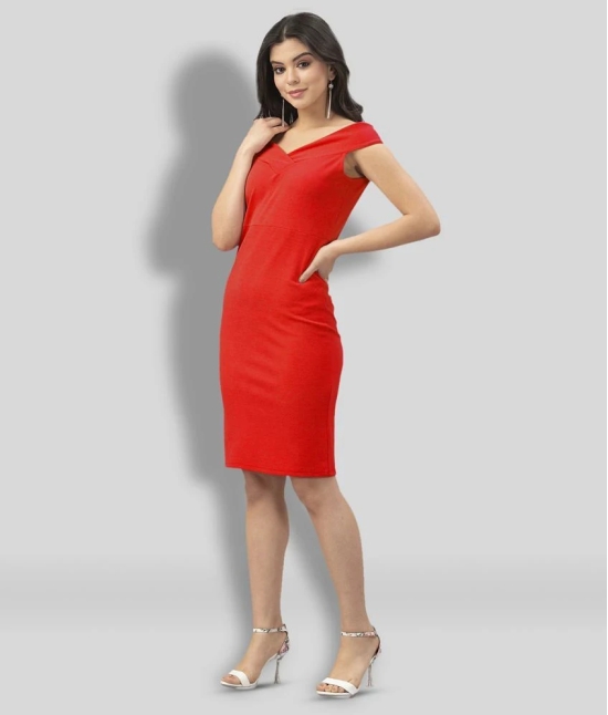 Selvia - Red Cotton Blend Womens Bodycon Dress ( Pack of 1 ) - None