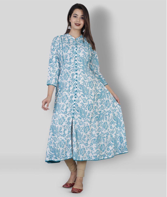 HIGHLIGHT FASHION EXPORT - Blue Rayon Women''s Front Slit Kurti ( Pack of 1 ) - XL