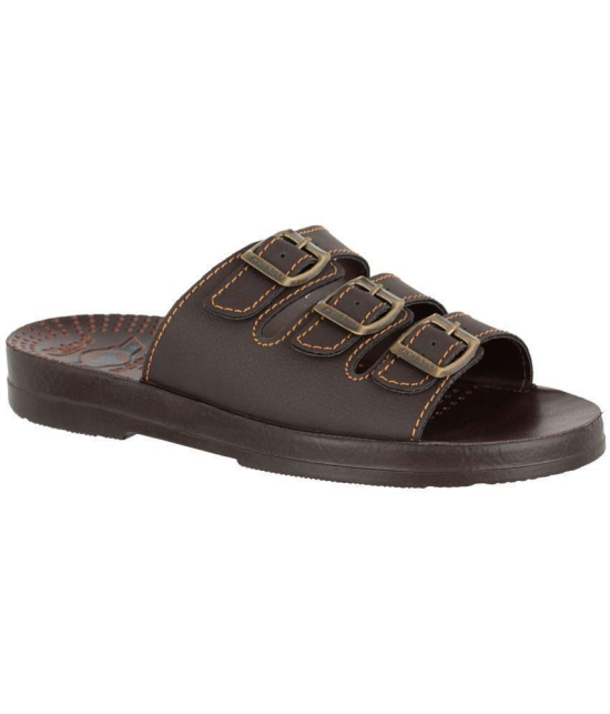 Chips - Brown Men''s Leather Slipper - None