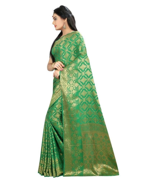 Gazal Fashions Green Banarasi Silk Saree