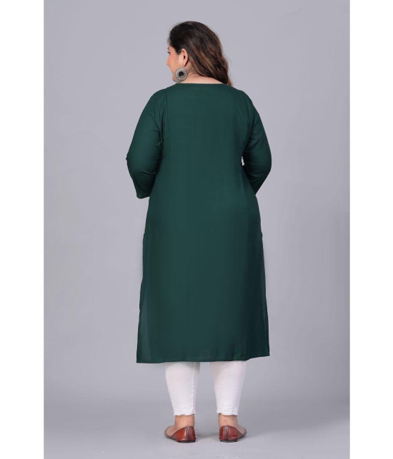 Preksha Rayon Embroidered Straight Women's Kurti - Green ( Pack of 1 ) - None