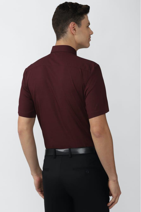 Men Maroon Regular Fit Formal Half Sleeves Formal Shirt