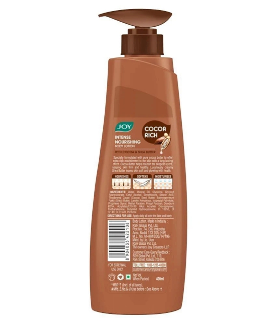 Joy Cocoa Rich Body Lotion for Intense Moisturization Of Dry Skin 400ml, (Pack of 1)