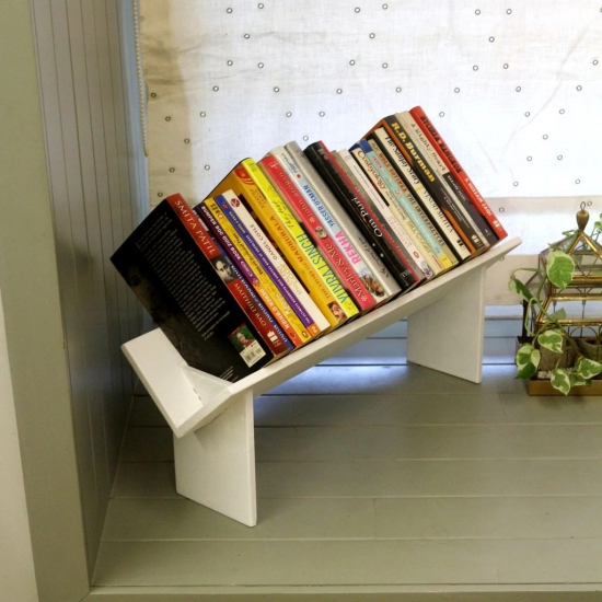 Barish Home DECORS - Book Rack Table Top | Wooden Table Top Book Rack Shelf | Home Decor Piece | Handcrafted with Rubberwood | 21 x 58 x 18 (H x B x D)