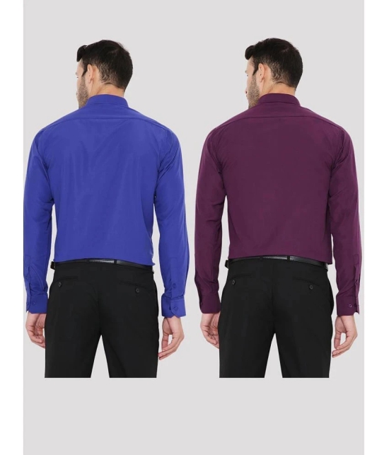 Maharaja - Multicolor Polyester Slim Fit Mens Formal Shirt ( Pack of 2 ) - 44