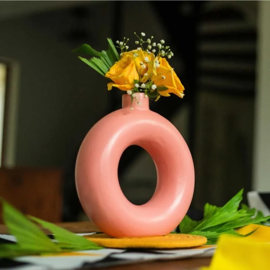 Donut Ceramic Vase Peach