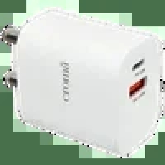 Croma 33W Type A & Type C 2-Port Fast Charger (Type C Cable, Short Circuit Protection, White)