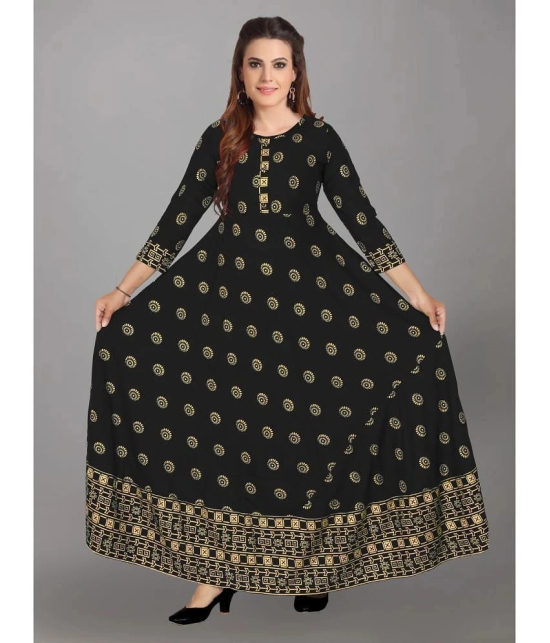 Kapadia - Black Rayon Womens Anarkali Kurti ( Pack of 1 ) - None