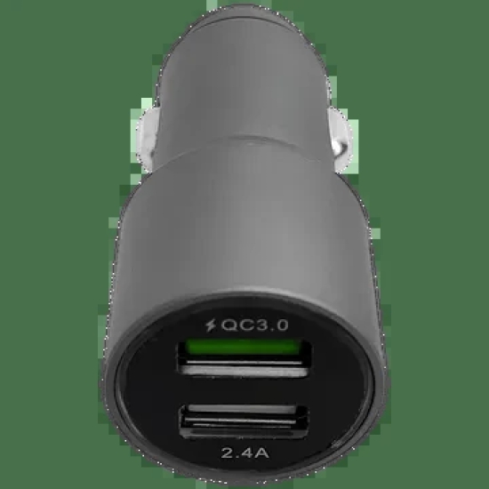 Croma 30 Watts 2 USB Ports Car Charging Adapter (Overcharging Protection, Metal Grey)