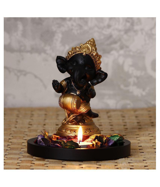 eCraftIndia Showpiece Wood Ganesha Idol 15 x 15 cms Pack of 1