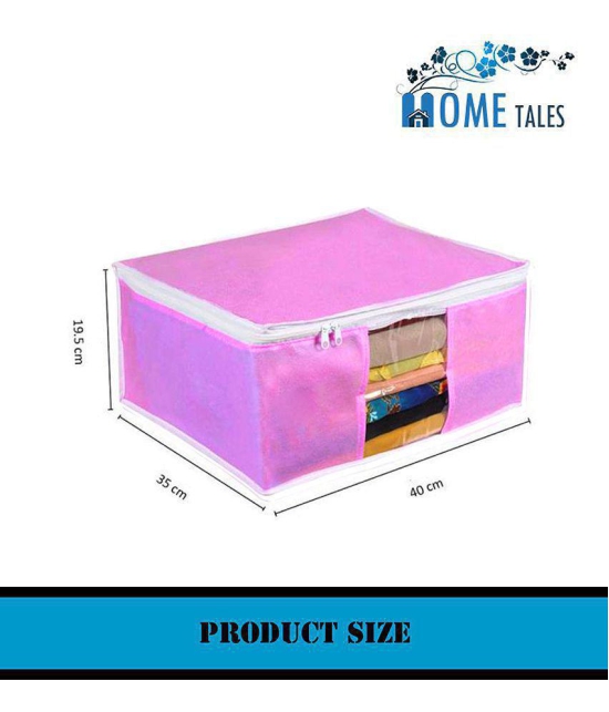 HOMETALES Non-Woven Saree Cover / Cloth Storage & Organizer with Transparent Window,Pink (4U)