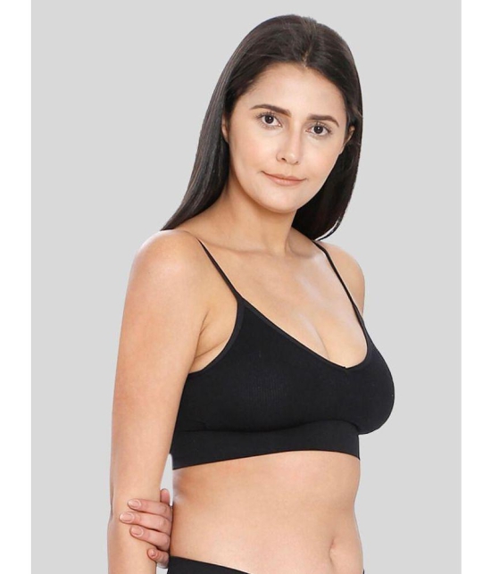 ILRASO - Black Cotton Blend Removable Padding Women's Sports Bra ( Pack of 1 ) - None