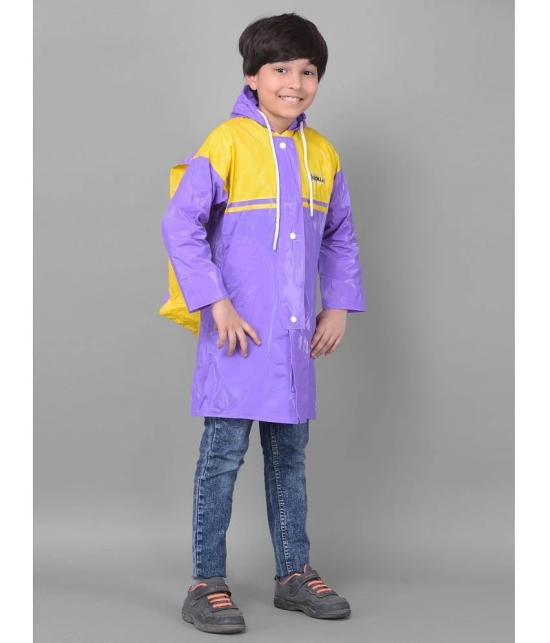 Dollar Rainguard Kids Full Sleeve Solid Long Raincoat With Adjustable Hood and Pocket - None