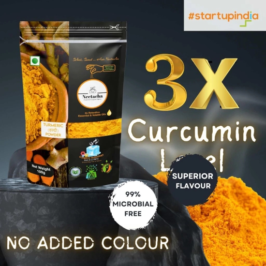 Neetacha Premium Cryogenic Turmeric Powder I 400g | Anti-Oxidant | Anti-Inflammatory | Chemical Free | Unadulterated | @ 35% reduced consumption (Pack of 4)