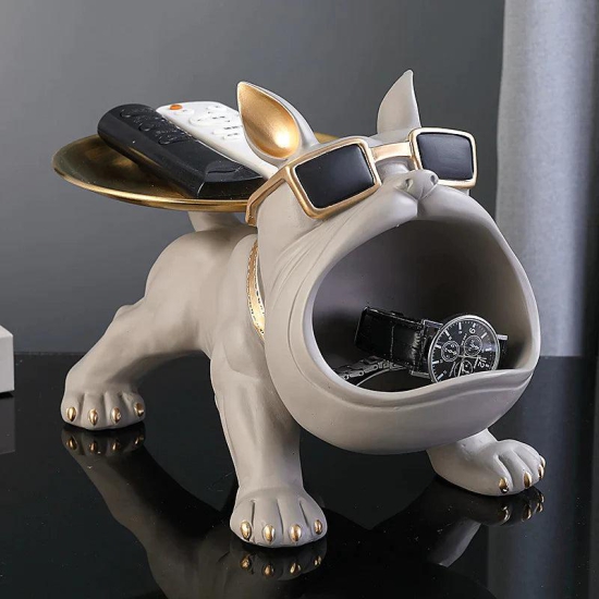 BULLDOG STORAGE BUTLER SCULPTURE-Golden