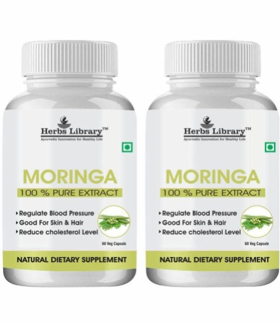 Herbs Library Moringa Extract helps in maintaing Metabolism & Digestion 60 Capsules Each (Pack of 2)