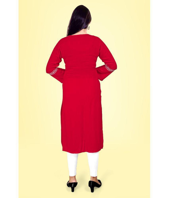 Kapadia - Red Rayon Women''s Straight Kurti ( Pack of 1 ) - None