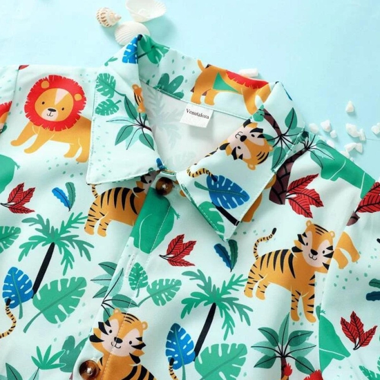 Venutaloza Boy's Animal Colorfull Designer Button Front Shirt For Boy.-1 Year-2 Year