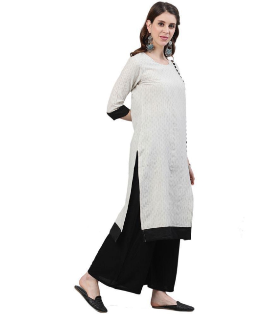 Antaran Cotton Striped Straight Women''s Kurti - White ( Pack of 1 ) - None