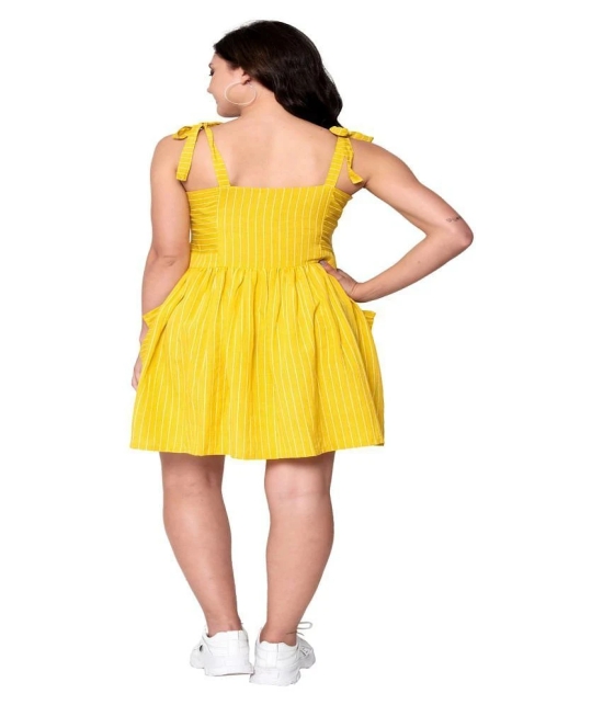 GOD BLESS Cotton Yellow Fit And Flare Dress - Single - XL