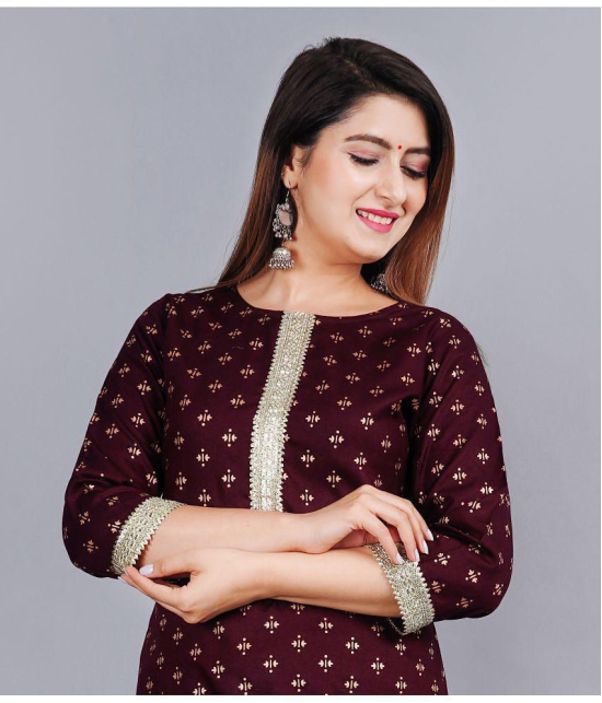 Smien - Coffee Rayon Women''s Straight Kurti ( Pack of 1 ) - None