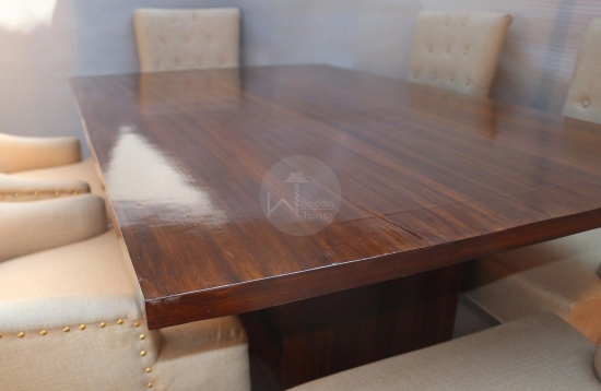 Premium Teak Wood 6 Seater Dining Table Set-Brown