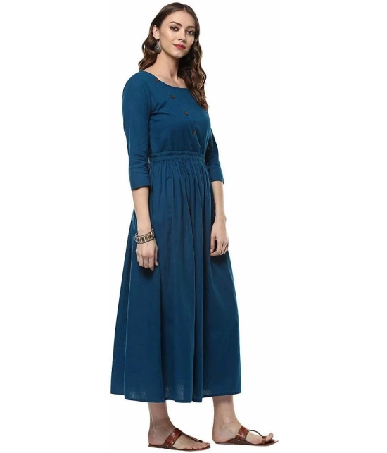 JASH CREATION Polyester Solid Knee Length Womens Fit & Flare Dress - Blue ( Pack of 1 ) - None