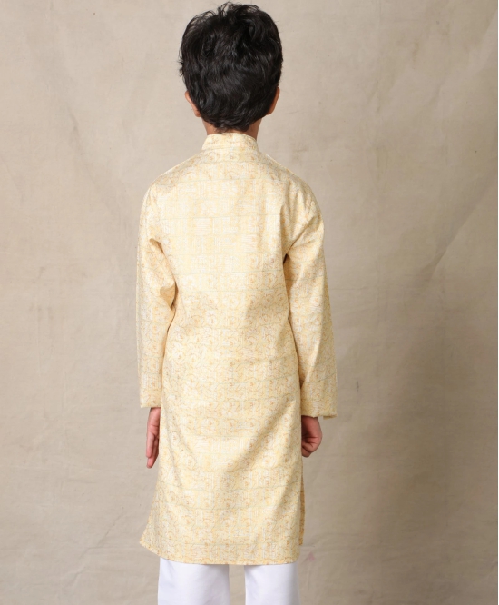 YELLOW FESTIVE PRINTED PURE COTTON KURTA - YELLOW-6-7 YEARS / 1N / YELLOW