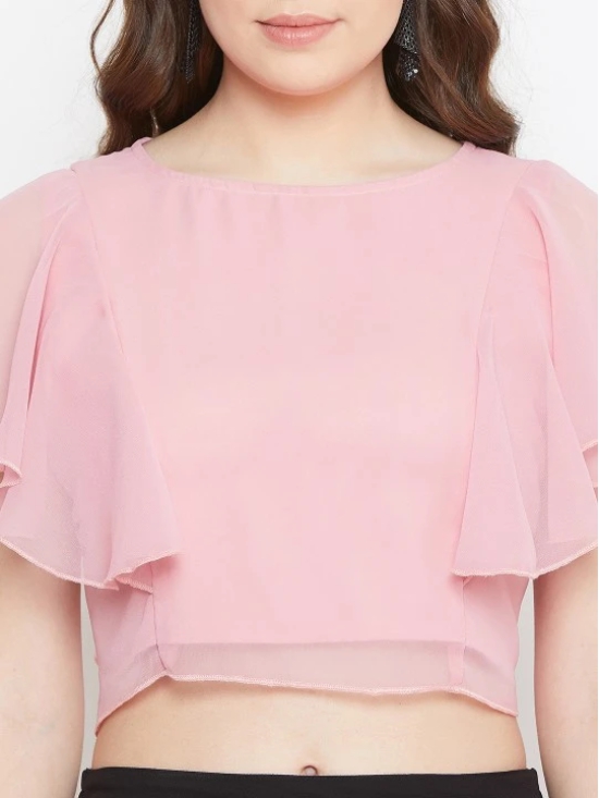 Women Burgundy Solid Crop Top