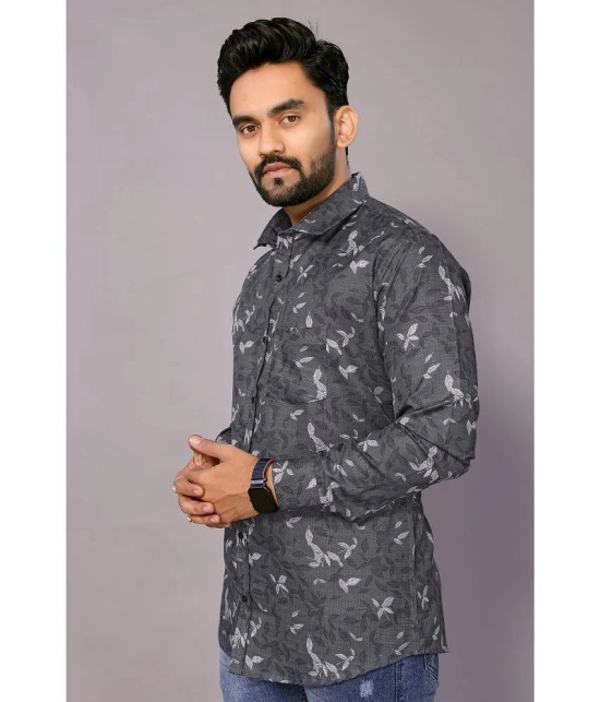 Anand Cotton Blend Regular Fit Printed Full Sleeves Mens Casual Shirt - Grey ( Pack of 1 ) - None