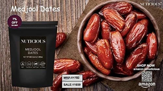 NUTICIOUS Medjool Dates Jumbo (Khajur)-900 gm