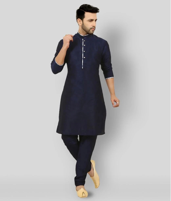 Paul Street - Blue Cotton Blend Slim Fit Mens Kurta Pyjama Set ( Pack of 1 ) - None