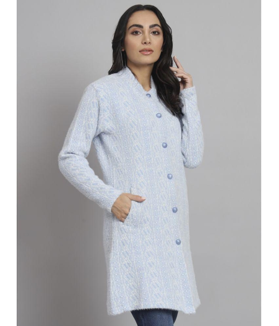 eWools.in Woollen Round Neck Women''s Buttoned Cardigans - Blue ( ) - None