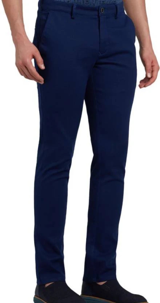 Pack of 2 Men Regular Fit Dark Blue Cotton Blend Trousers