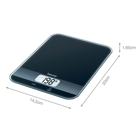 Beurer Black KS 19 Kitchen Scales with Modern Touch Key Operation