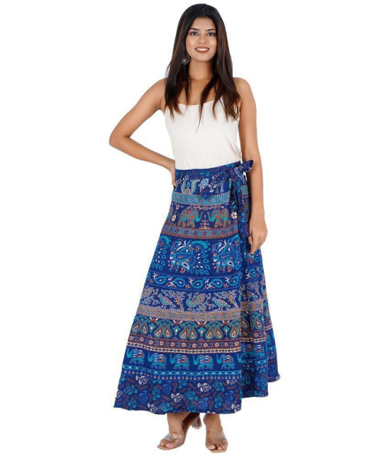 Rangun Cotton A-Line Skirt - Blue Single - 44