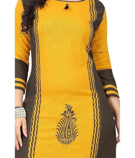 Vbuyz - Yellow Cotton Womens Front Slit Kurti ( Pack of 1 ) - None