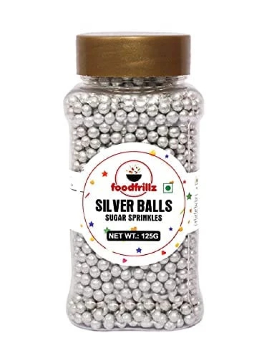 foodfrillz Silver Balls, 125 g Sprinkles for cake decoration